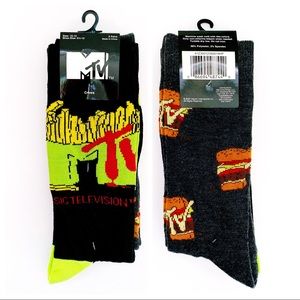 MTV Retro 90s Fast Food Burger Fries Crew Socks